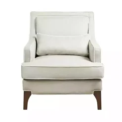 Cream and White Contrast Welting Accent Chair