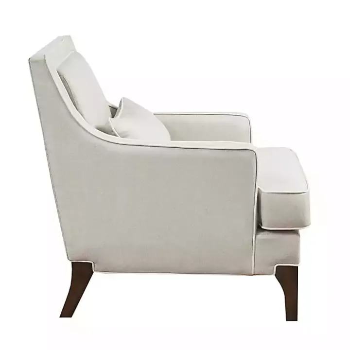 Cream and White Contrast Welting Accent Chair