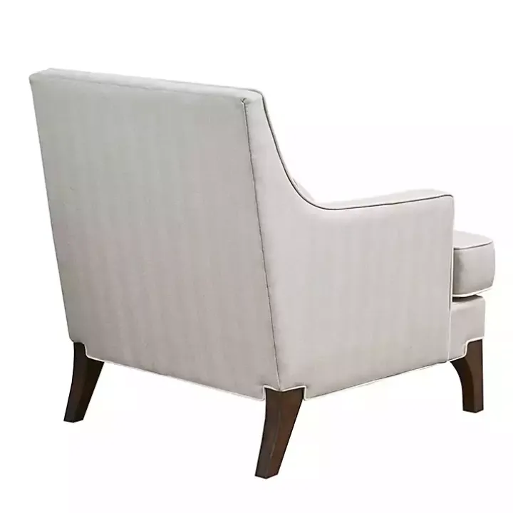 Cream and White Contrast Welting Accent Chair