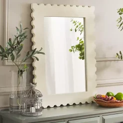 Cream Angular Scalloped Nadia Wall Mirror