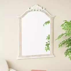 Cream Arched Rectangle Scroll Wall Mirror
