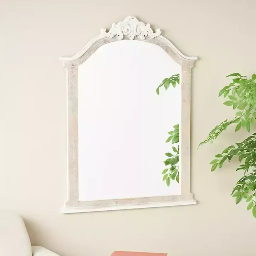 Cream Arched Rectangle Scroll Wall Mirror