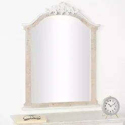 Cream Arched Rectangle Scroll Wall Mirror