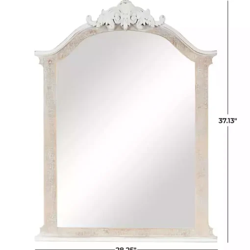 Cream Arched Rectangle Scroll Wall Mirror