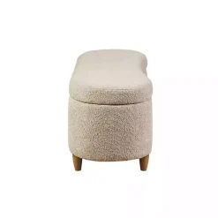 Cream Boucle Flip-Top Storage Bench