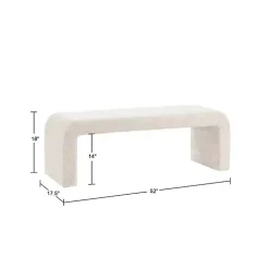 Cream Boucle Waterfall Bench, 52 in.