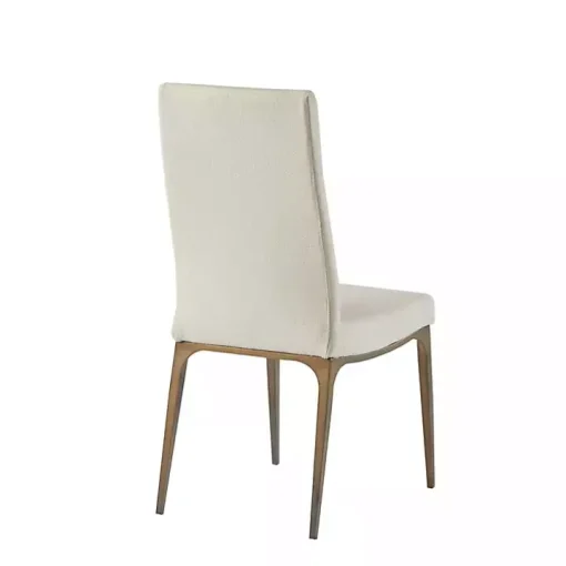 Cream Bronze Metal Base Dining Chairs, Set of 2
