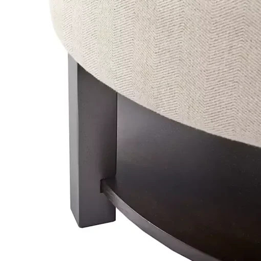 Cream Button Tufted Storage Ottoman