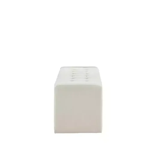 Cream Button Tufted Upholstered Storage Bench