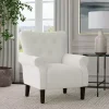 Cream Button-Tufted Rolled Arm Accent Chair