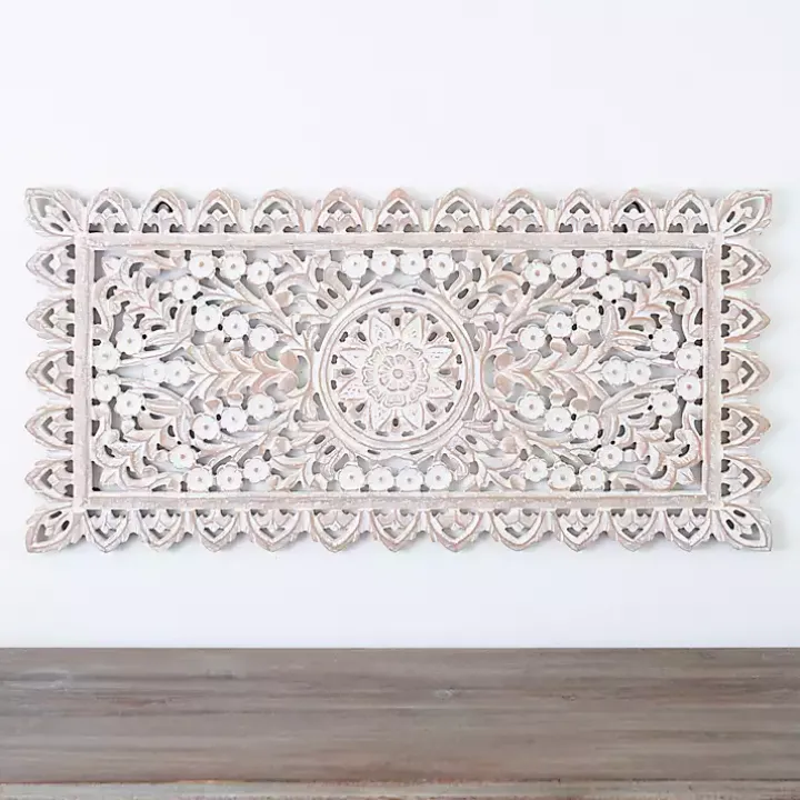 Cream Carved Wooden Wall Plaque