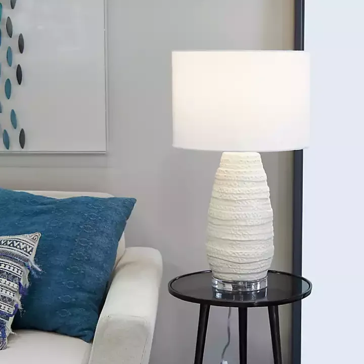 Cream Ceramic Gourd Table Lamp