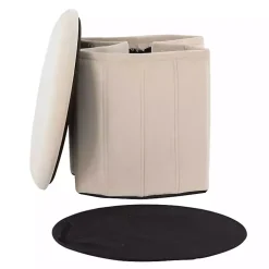 Cream Collapsible Storage Ottoman