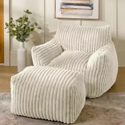 Cream Comfy Foam Lounge Ottoman