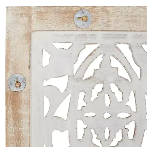 Cream Distressed Carved Floral Wall Plaque