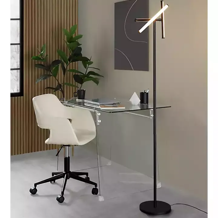 Cream Faux Leather & Black Marshall Office Chair