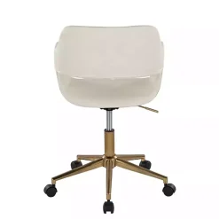 Cream Faux Leather & Gold Marshall Office Chair