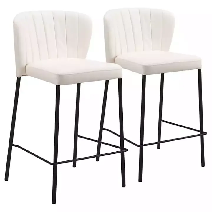 Cream Faux Leather Liddy Counter Stools, Set of 2
