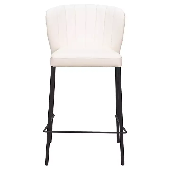 Cream Faux Leather Liddy Counter Stools, Set of 2