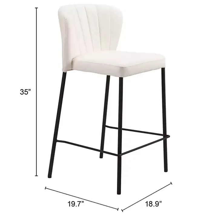Cream Faux Leather Liddy Counter Stools, Set of 2