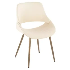 Cream Faux Leather Scooped Accent Chairs, Set of 2