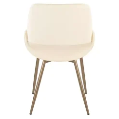 Cream Faux Leather Scooped Accent Chairs, Set of 2