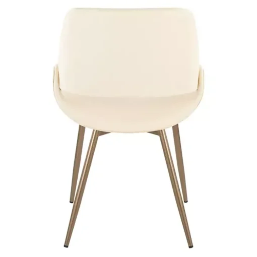Cream Faux Leather Scooped Accent Chairs, Set of 2