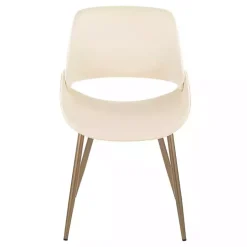 Cream Faux Leather Scooped Accent Chairs, Set of 2