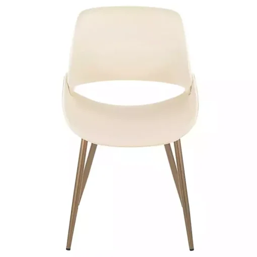 Cream Faux Leather Scooped Accent Chairs, Set of 2