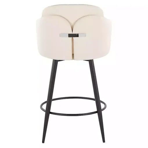 Cream Faux Leather Swivel Counter Stools, Set of 2