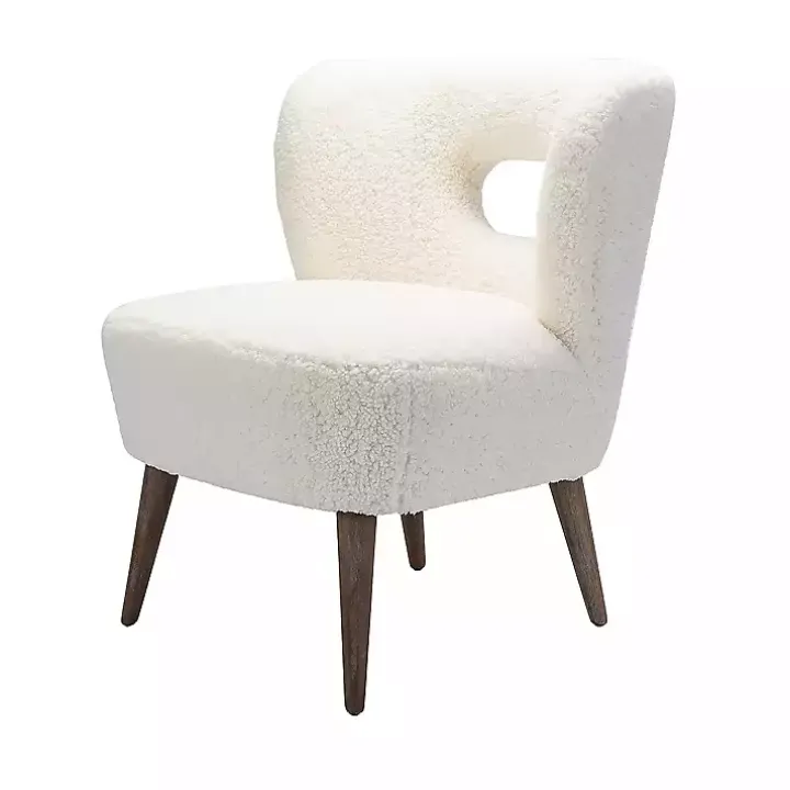Cream Fluffy Wingback Accent Chair