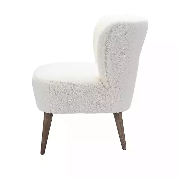 Cream Fluffy Wingback Accent Chair