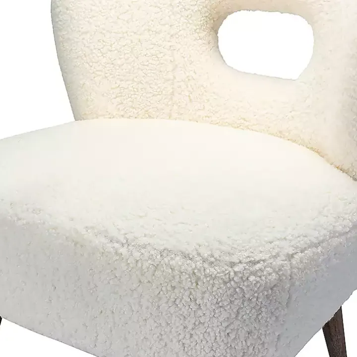Cream Fluffy Wingback Accent Chair