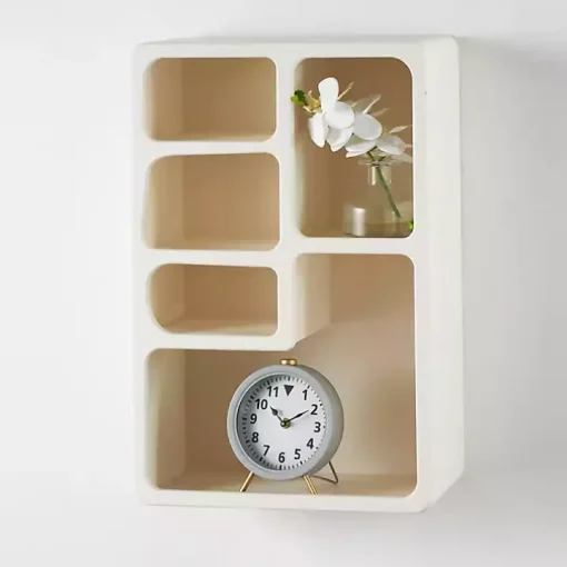 Cream Geometric 5-Section Wall Shelf