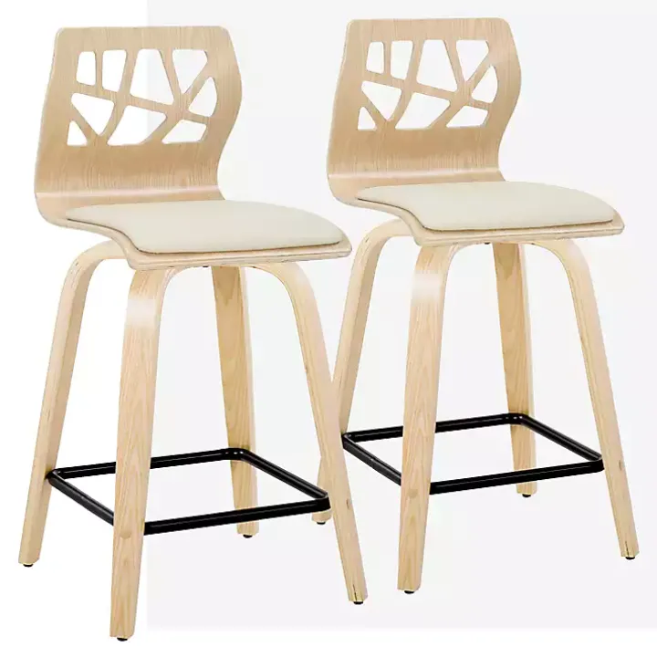 Cream Golia Swivel Counter Stools, Set of 2