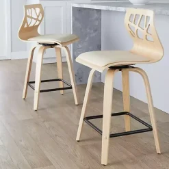 Cream Golia Swivel Counter Stools, Set of 2