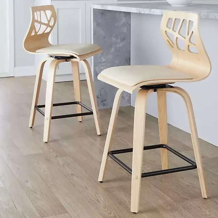 Cream Golia Swivel Counter Stools, Set of 2