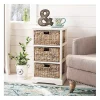 Cream Hailey Wicker Basket Storage Accent Table