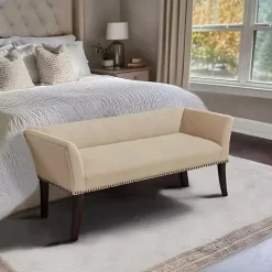 Cream Low Back Flared Arms Bench