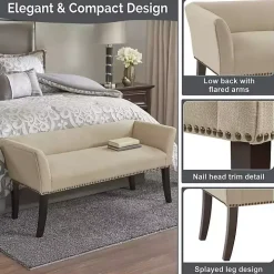 Cream Low Back Flared Arms Bench