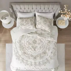 Cream Medallion California King Comforter Set