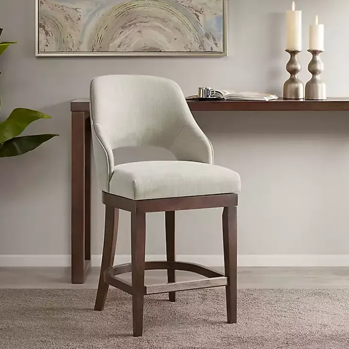 Cream Open Back Swivel Base Counter Stool