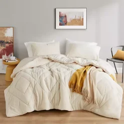 Cream Quilted Teddy 3-pc. Full/Queen Comforter Set