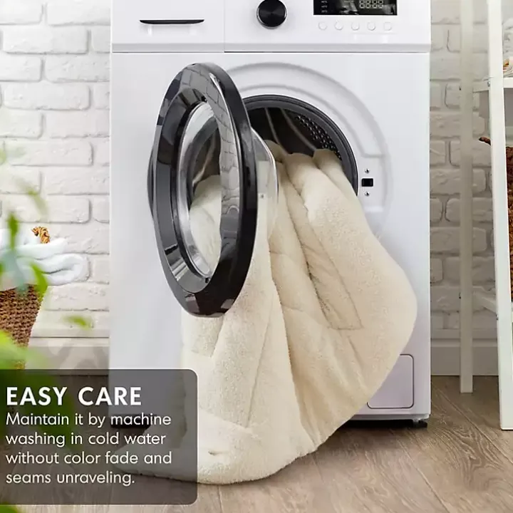 Cream Quilted Teddy 3-pc. Full/Queen Comforter Set