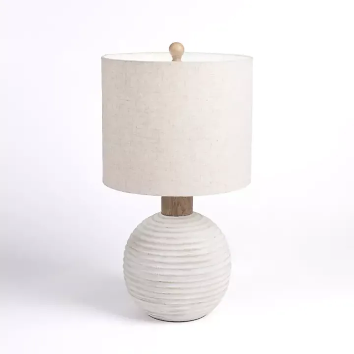 Cream Ridged Round Table Lamp