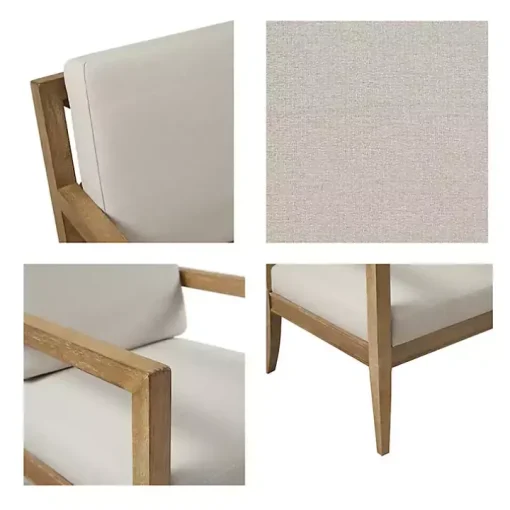 Cream Slatted Wood Accent Chair