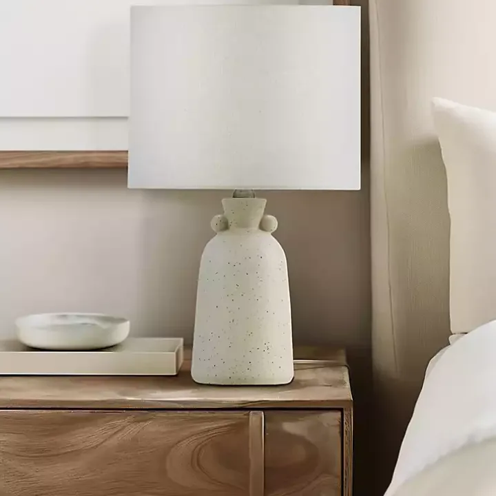 Cream Speckled Ceramic Table Lamp
