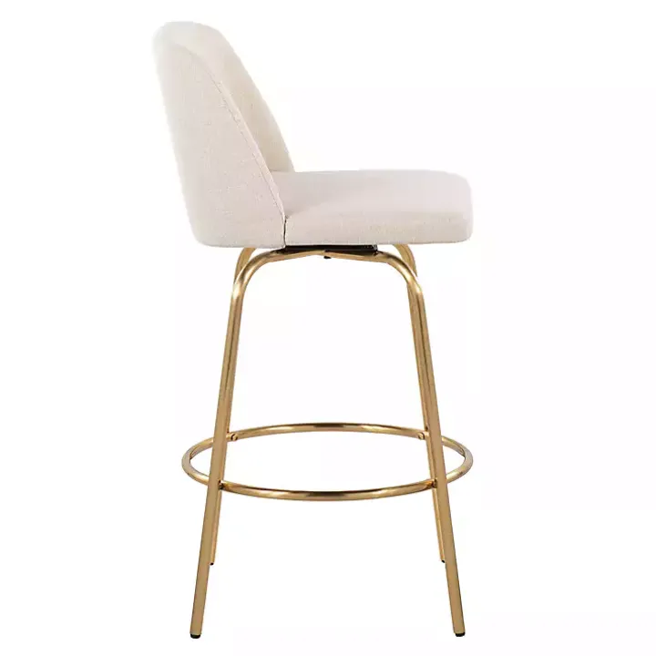 Cream Torino Gold Leg Counter Stools, Set of 2