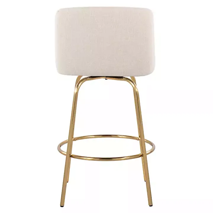 Cream Torino Gold Leg Counter Stools, Set of 2
