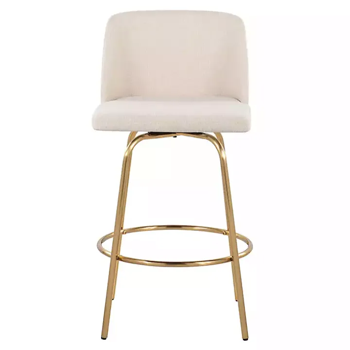Cream Torino Gold Leg Counter Stools, Set of 2